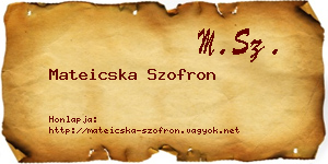 Mateicska Szofron névjegykártya